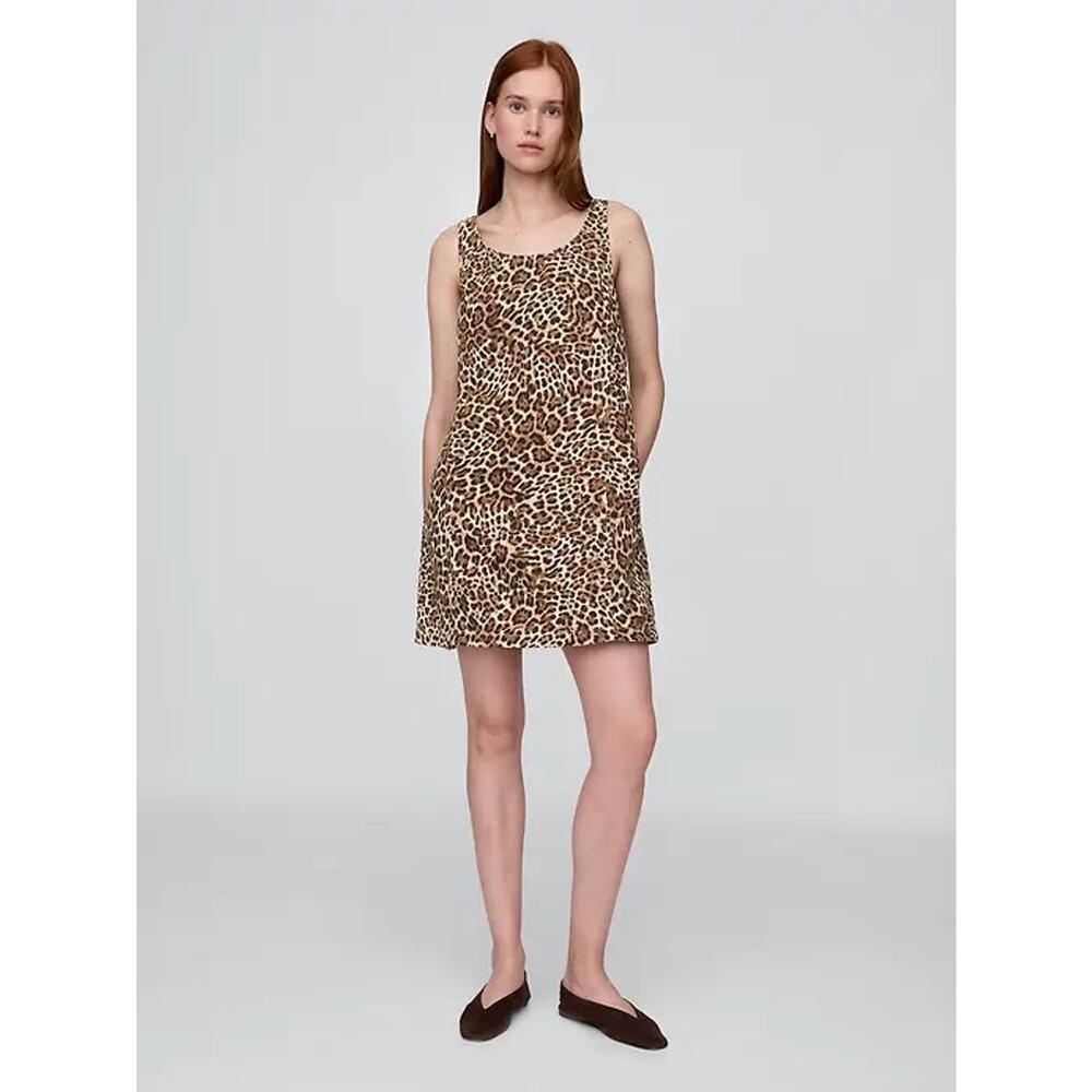GAP Leopard Print Mini Dress - Brown & Cream